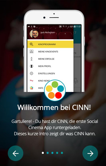 CINN - Kino-App Menü